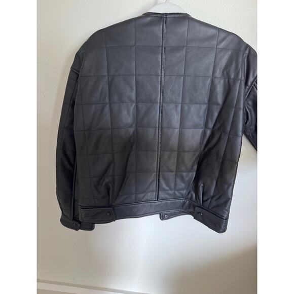 NWT Rebecca Minkoff Faux Leather Black Square Quilted Racer Jacket Women's Small - Picture 8 of 16